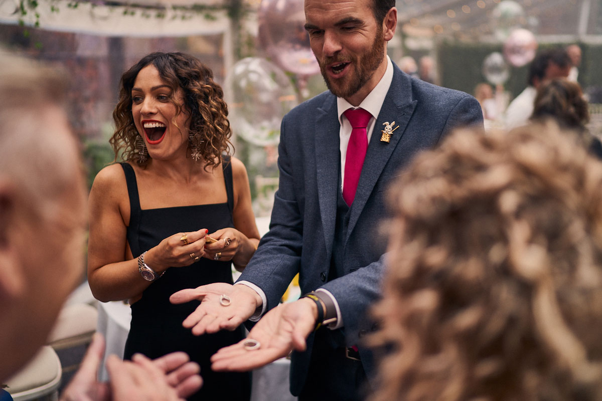 magician at surprise birthday party