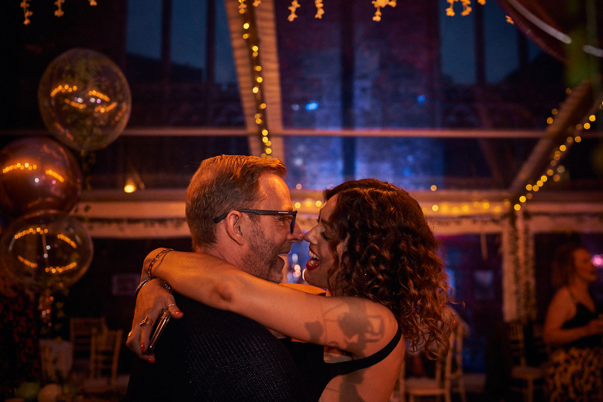 husband and wife dancing at birthday party in Liverpool