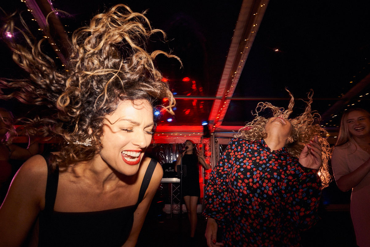 crazy dancing to live band at surprise birthday party