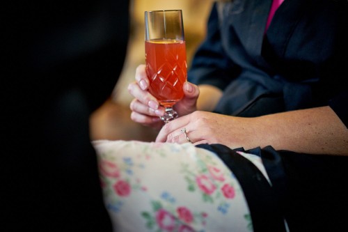 bride enjoying some bubbles