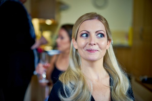 beautiful bride having her make-up done