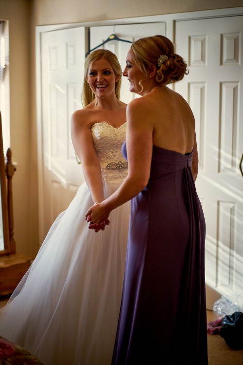 bride and bridesmaids in their dresses