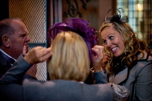 father or bride making a joke about crying at the wedding