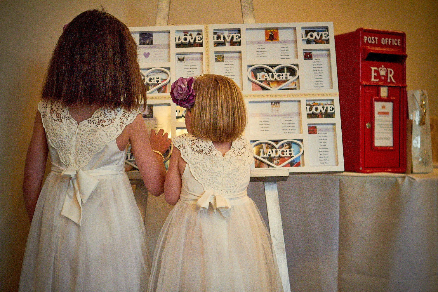 flower girls finding their table