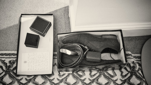 grooms vows, shoes and belt