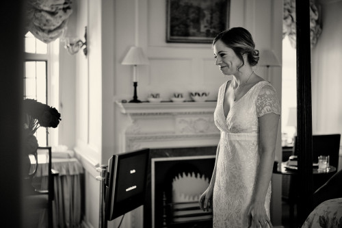 Bride in her wedding dress