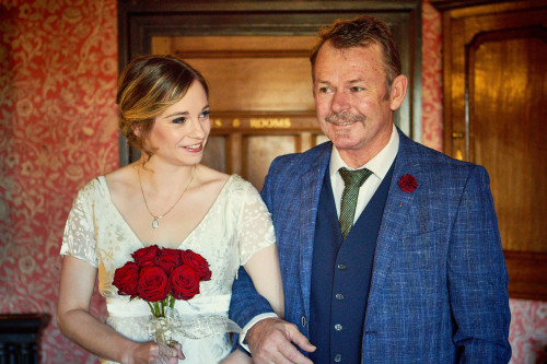 Father of the bride & bride, before walking down the isle