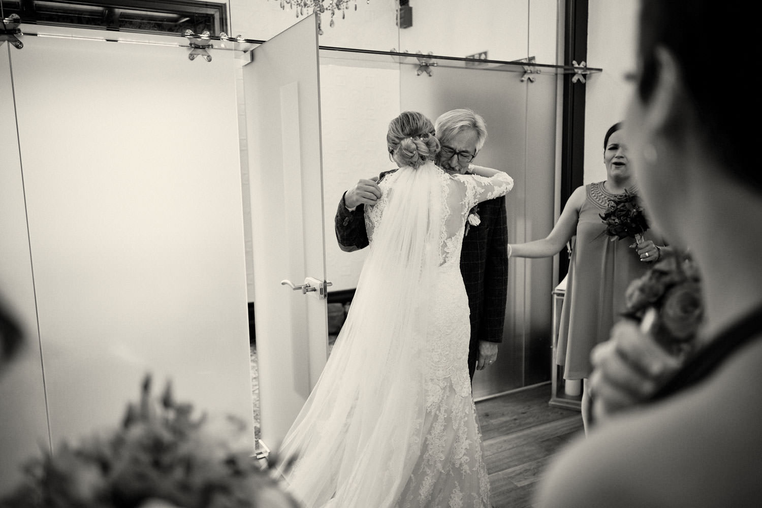 father crying when seeing bride for the first time
