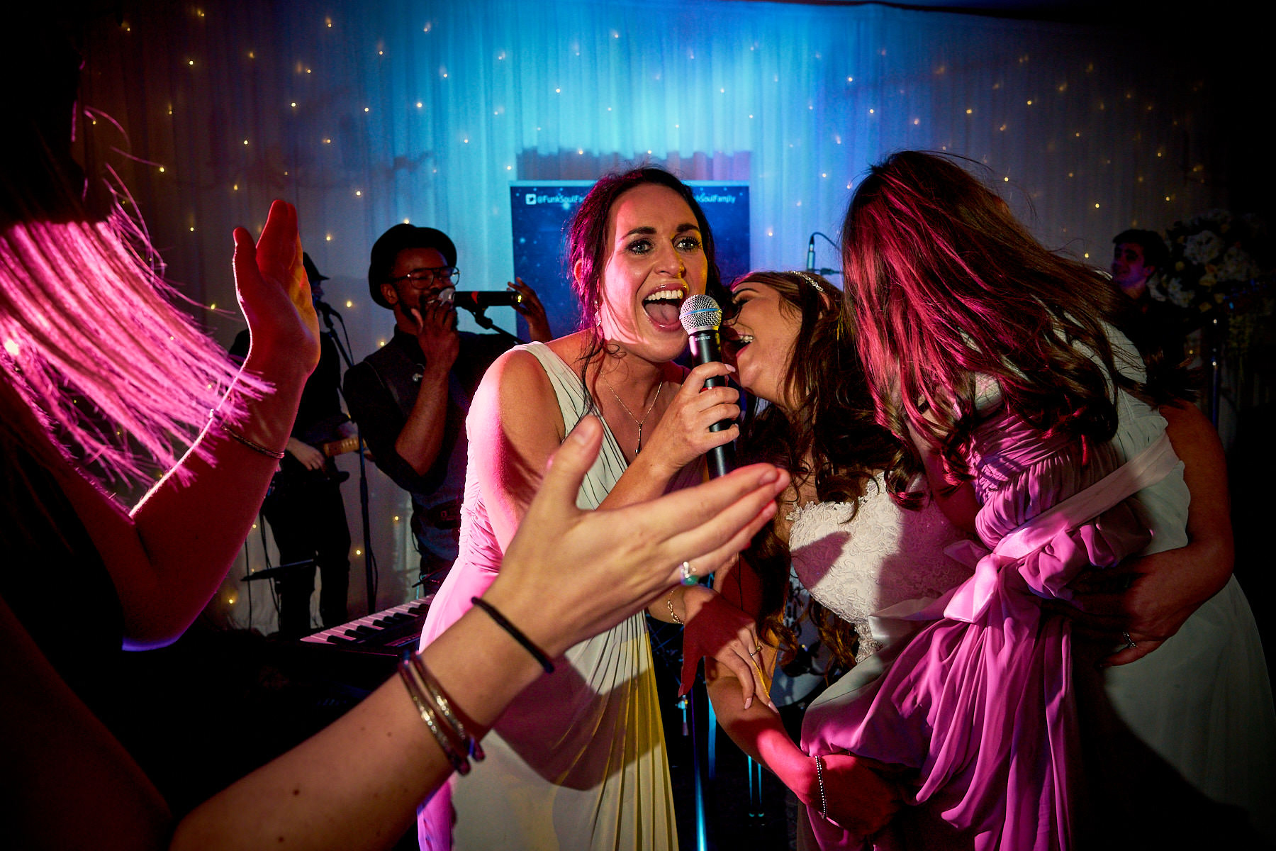 Funk Soul Family singing at Mottram Hall