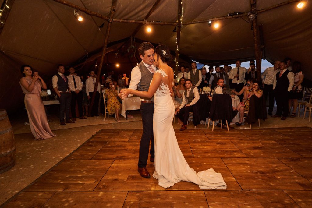 wedding first dance in tipi