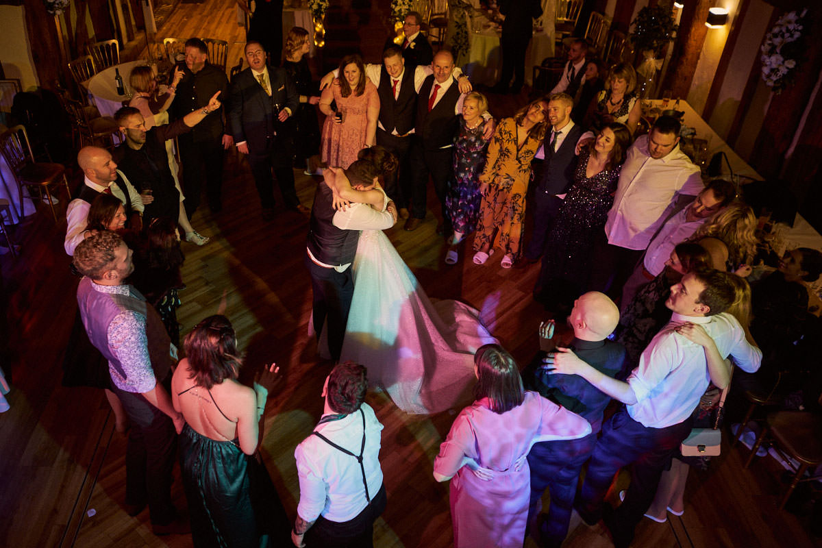 bride & groom having their last dance at tudor barn
